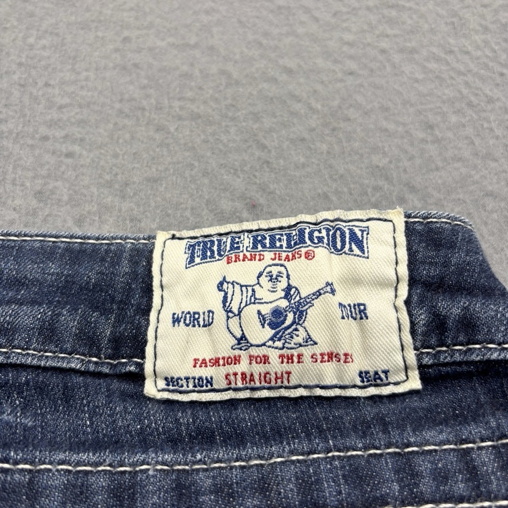 True Religion Jeans Womens 29 Blue Low Rise Dark Wash Rainbow Pockets Y2K USA - Picture 14 of 15
